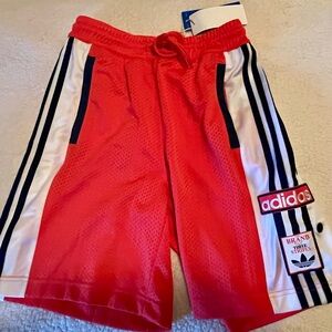 adidas Bright Red Mesh Athletic Shorts XS with Drawstring